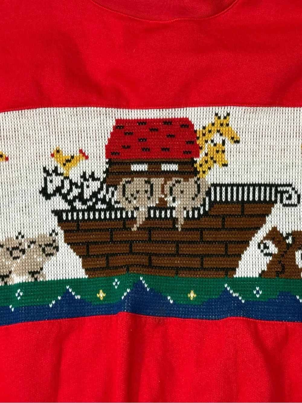 Red Noah's Ark Embroidered Sweater - Picture 2 of 6